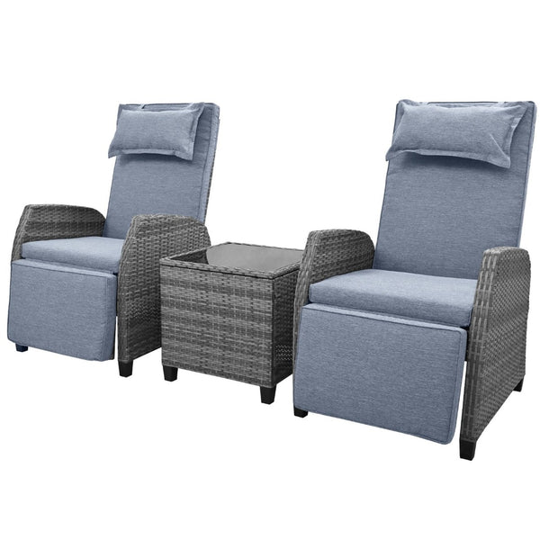 English Elm U_style Outdoor Hdpe Rattan Two Person Lounge Set with Tempered Glass Coffee Table WY000325AAE