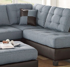 English Elm Contemporary 3-Piece Sectional Sofa with Tufted Faux Leather, Reversible Chaise and Cocktail Ottoman Grey 81 L x 33 W x 14 H B011S00311