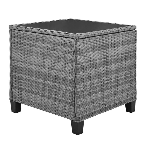 English Elm U_style Outdoor Hdpe Rattan Two Person Lounge Set with Tempered Glass Coffee Table WY000325AAE