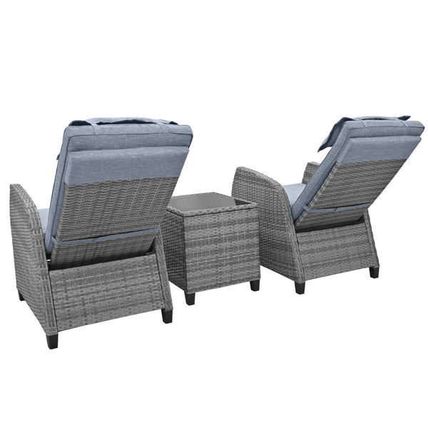 English Elm U_style Outdoor Hdpe Rattan Two Person Lounge Set with Tempered Glass Coffee Table WY000325AAE