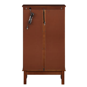 English Elm Curio Lighted Display Cabinet with Mirrored Back, Tempered Glass Shelves, Classic Floor Mount Design Cherry W169392181