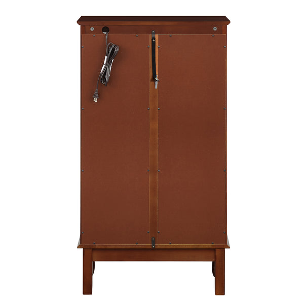 English Elm Curio Lighted Display Cabinet with Mirrored Back, Tempered Glass Shelves, Classic Floor Mount Design Cherry W169392181