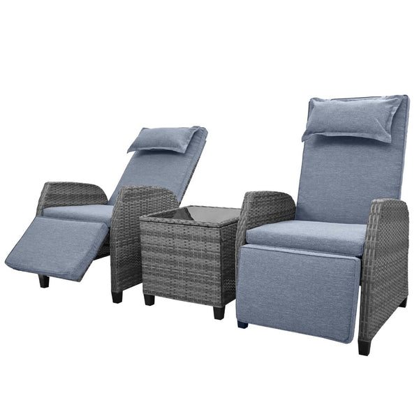 English Elm U_style Outdoor Hdpe Rattan Two Person Lounge Set with Tempered Glass Coffee Table WY000325AAE