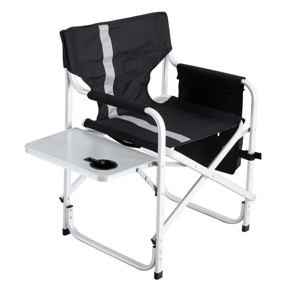 English Elm 2-piece Folding Directors Chairs with Side Table Pockets Padded Aluminum Camping Set W24172217