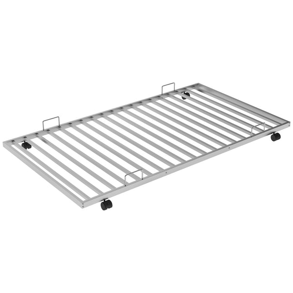 English Elm Twin Over Full Steel Bunk Bed with Trundle Dual Ladder Access Guardrails Kids Room Silver MF286667AAN