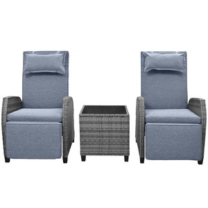 English Elm U_style Outdoor Hdpe Rattan Two Person Lounge Set with Tempered Glass Coffee Table WY000325AAE