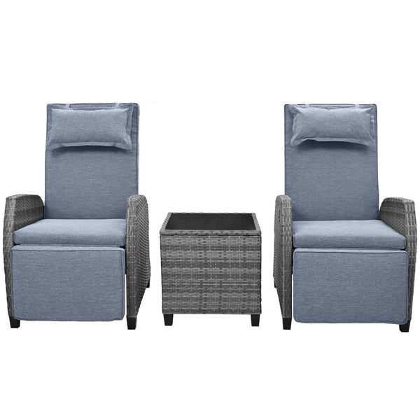English Elm U_style Outdoor Hdpe Rattan Two Person Lounge Set with Tempered Glass Coffee Table WY000325AAE