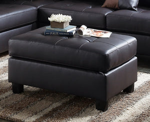 English Elm Contemporary 3-Piece Sectional Sofa with Tufted Faux Leather, Reversible Chaise and Cocktail Ottoman Espresso 81 L x 33 W x 14 H B011S00310