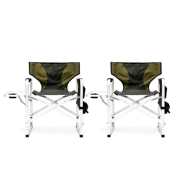 English Elm 2-piece Oversized Folding Directors Chairs with Side Table Padded Oxford Camping Seat Set W24172220
