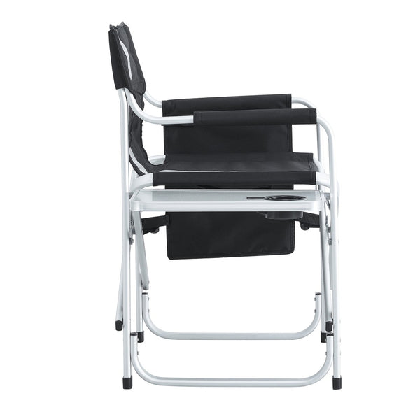 English Elm 2-piece Folding Directors Chairs with Side Table Pockets Padded Aluminum Camping Set W24172217