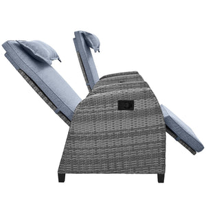 English Elm U_style Outdoor Hdpe Rattan Two Person Lounge Set with Tempered Glass Coffee Table WY000325AAE