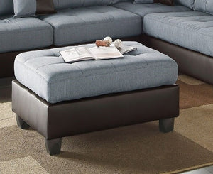 English Elm Contemporary 3-Piece Sectional Sofa with Tufted Faux Leather, Reversible Chaise and Cocktail Ottoman Grey 81 L x 33 W x 14 H B011S00311