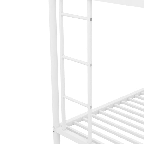 English Elm Twin Over Full Steel Bunk Bed with Trundle Dual Ladder Access Guardrails Kids Room White MF286667AAK