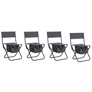 English Elm 4-piece Folding Camp Chair Set with Oxford Cloth Seat and Built-in Storage Pocket W24172222