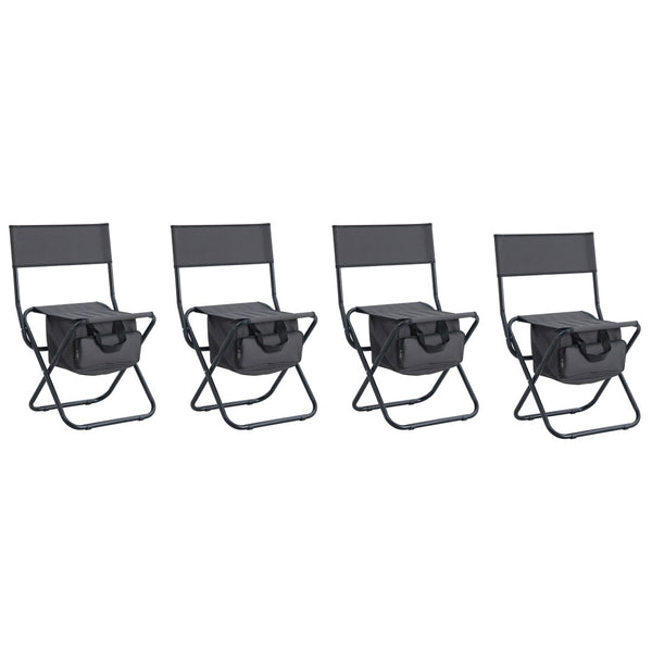 English Elm 4-piece Folding Camp Chair Set with Oxford Cloth Seat and Built-in Storage Pocket W24172222