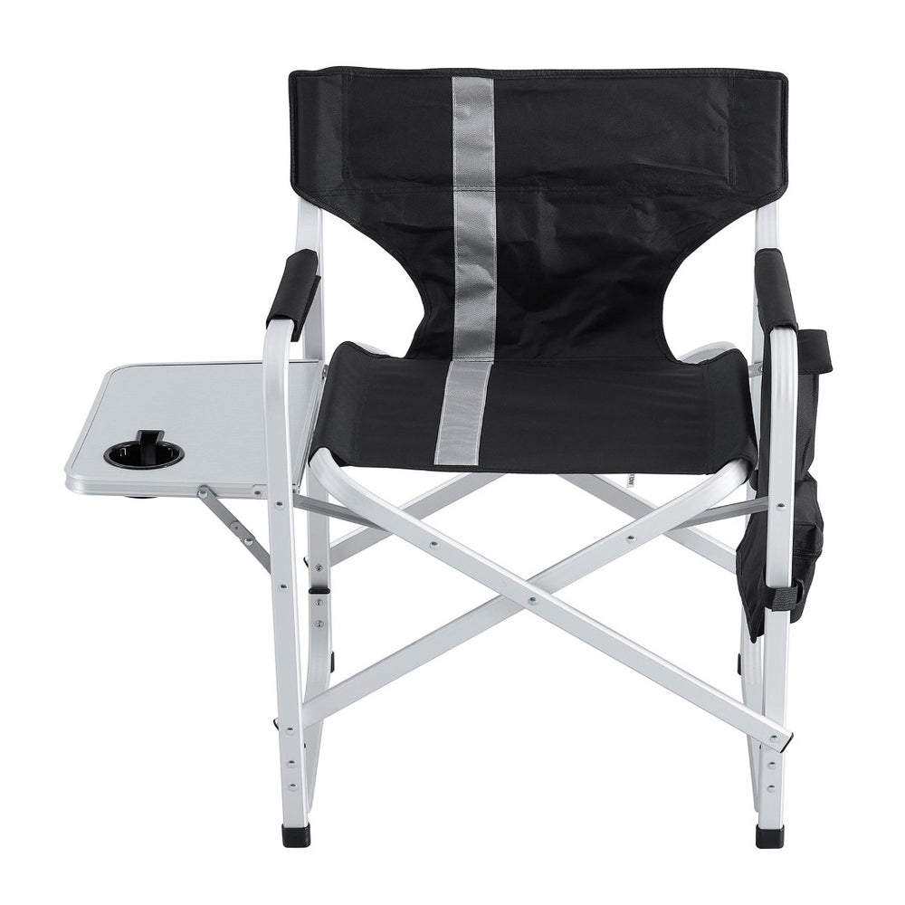English Elm 2-piece Folding Directors Chairs with Side Table Pockets Padded Aluminum Camping Set W24172217