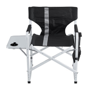English Elm 2-piece Folding Directors Chairs with Side Table Pockets Padded Aluminum Camping Set W24172217