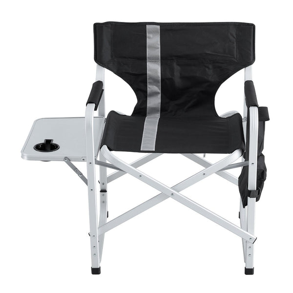 English Elm 2-piece Folding Directors Chairs with Side Table Pockets Padded Aluminum Camping Set W24172217
