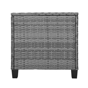 English Elm U_style Outdoor Hdpe Rattan Two Person Lounge Set with Tempered Glass Coffee Table WY000325AAE
