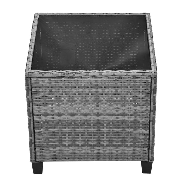 English Elm U_style Outdoor Hdpe Rattan Two Person Lounge Set with Tempered Glass Coffee Table WY000325AAA