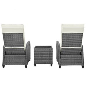 English Elm U_style Outdoor Hdpe Rattan Two Person Lounge Set with Tempered Glass Coffee Table WY000325AAA