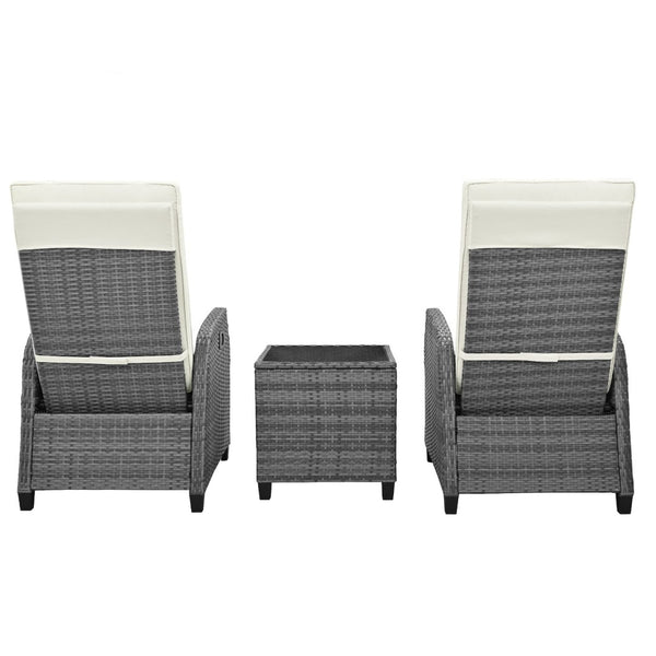 English Elm U_style Outdoor Hdpe Rattan Two Person Lounge Set with Tempered Glass Coffee Table WY000325AAA