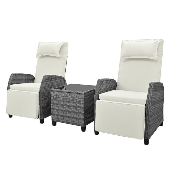 English Elm U_style Outdoor Hdpe Rattan Two Person Lounge Set with Tempered Glass Coffee Table WY000325AAA
