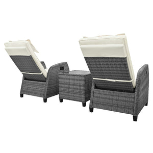 English Elm U_style Outdoor Hdpe Rattan Two Person Lounge Set with Tempered Glass Coffee Table WY000325AAA