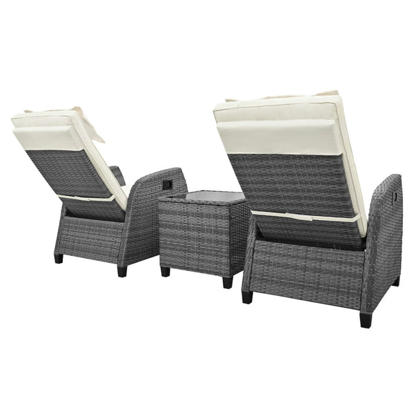 English Elm U_style Outdoor Hdpe Rattan Two Person Lounge Set with Tempered Glass Coffee Table WY000325AAA
