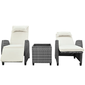 English Elm U_style Outdoor Hdpe Rattan Two Person Lounge Set with Tempered Glass Coffee Table WY000325AAA