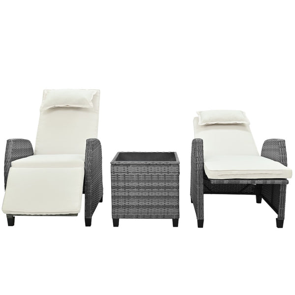 English Elm U_style Outdoor Hdpe Rattan Two Person Lounge Set with Tempered Glass Coffee Table WY000325AAA