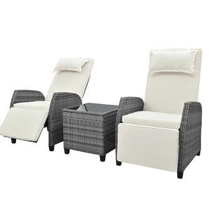 English Elm U_style Outdoor Hdpe Rattan Two Person Lounge Set with Tempered Glass Coffee Table WY000325AAA
