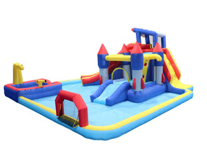 English Elm 10 in 1 Inflatable Backyard Water Park with Slide Bounce Zone Climbing Wall Pool W167790000