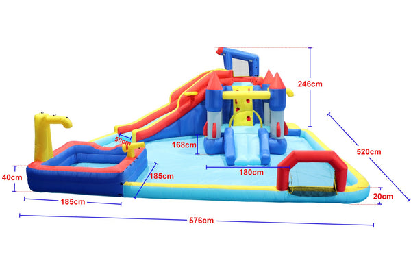 English Elm 10 in 1 Inflatable Backyard Water Park with Slide Bounce Zone Climbing Wall Pool W167790000