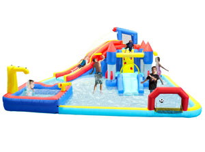 English Elm 10 in 1 Inflatable Backyard Water Park with Slide Bounce Zone Climbing Wall Pool W167790000