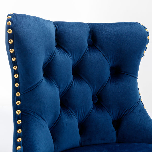 English Elm A&A Velvet Swivel Barstool with Back, Adjustable 25–33" Height, Tufted Upholstery & Chrome Base W114383664 W114383664