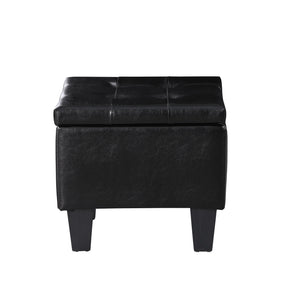 English Elm Large Storage Ottoman Bench Set with 3-Piece Tufted Linen Ottomans, Hidden Storage, 250lb Capacity Black W142083040