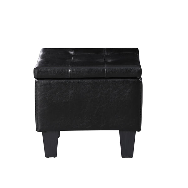 English Elm Large Storage Ottoman Bench Set with 3-Piece Tufted Linen Ottomans, Hidden Storage, 250lb Capacity Black W142083040