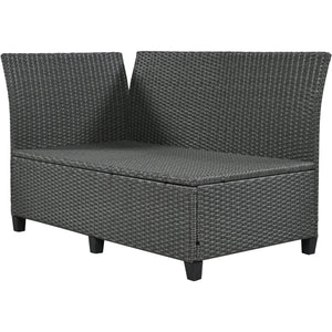 English Elm TOMAX 5-Piece Outdoor Rattan Sectional Sofa Set with Extendable Side Tables and Dining Table Gray SP100006AAE