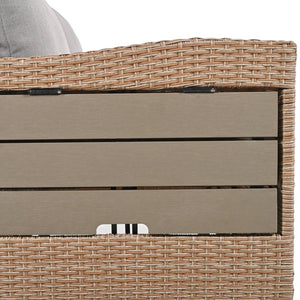 English Elm Tomax Outdoor Pe Wicker Sectional Set Seats 7 with Dining Table and Side Tables N717S100006D