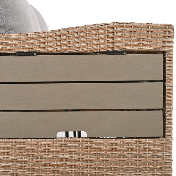 English Elm Tomax Outdoor Pe Wicker Sectional Set Seats 7 with Dining Table and Side Tables N717S100006D