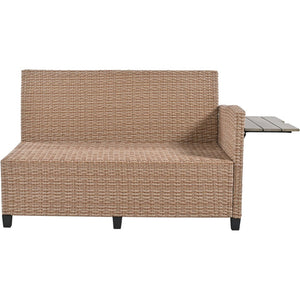 English Elm Tomax Outdoor Pe Wicker Sectional Set Seats 7 with Dining Table and Side Tables N717S100006D