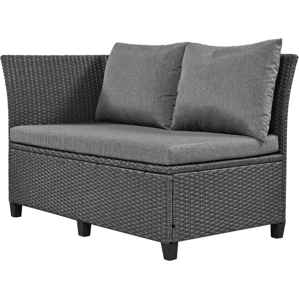 English Elm Tomax 5 Piece Pe Wicker Sectional Patio Set Seats Seven with Dining Table Included N717S110006E