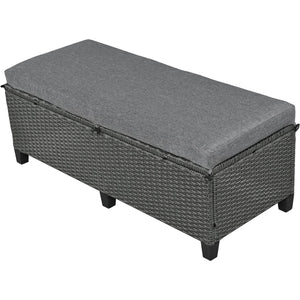 English Elm TOMAX 5-Piece Outdoor Rattan Sectional Sofa Set with Extendable Side Tables and Dining Table Gray SP100006AAE