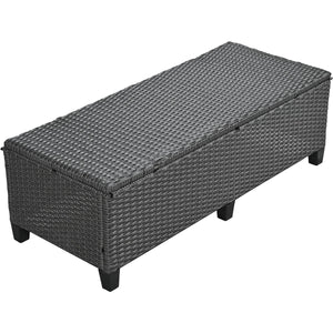 English Elm TOMAX 5-Piece Outdoor Rattan Sectional Sofa Set with Extendable Side Tables and Dining Table Gray SP100006AAE