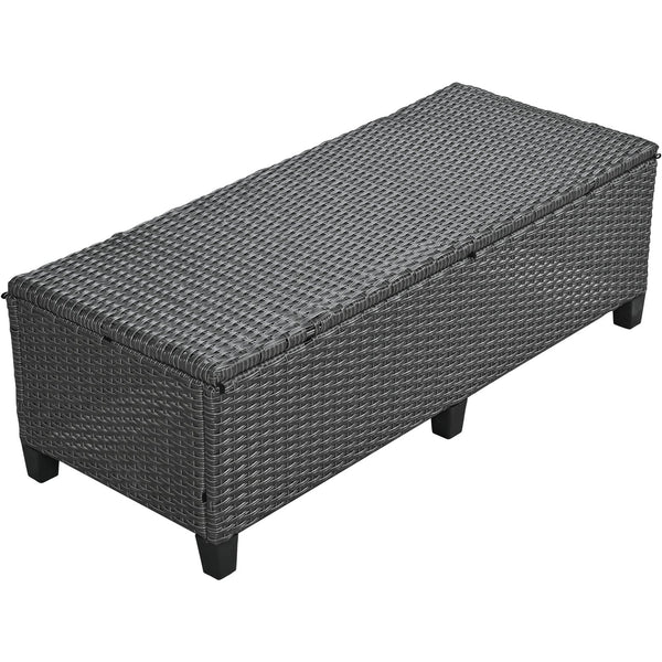 English Elm TOMAX 5-Piece Outdoor Rattan Sectional Sofa Set with Extendable Side Tables and Dining Table Gray SP100006AAE