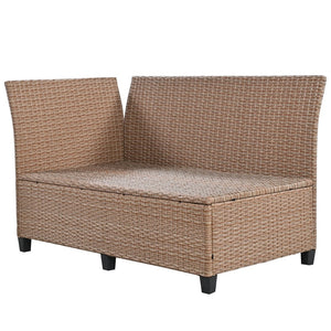 English Elm Tomax Outdoor Pe Wicker Sectional Set Seats 7 with Dining Table and Side Tables N717S100006D