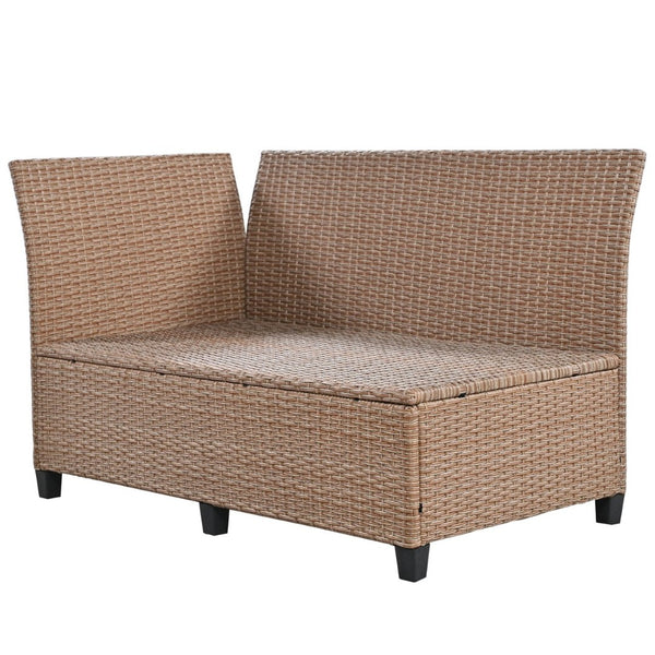 English Elm Tomax Outdoor Pe Wicker Sectional Set Seats 7 with Dining Table and Side Tables N717S100006D