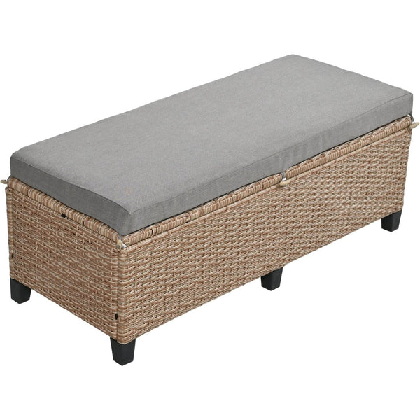 English Elm Tomax Outdoor Pe Wicker Sectional Set Seats 7 with Dining Table and Side Tables N717S100006D