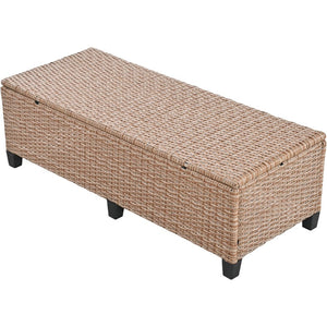 English Elm Tomax Outdoor Pe Wicker Sectional Set Seats 7 with Dining Table and Side Tables N717S100006D